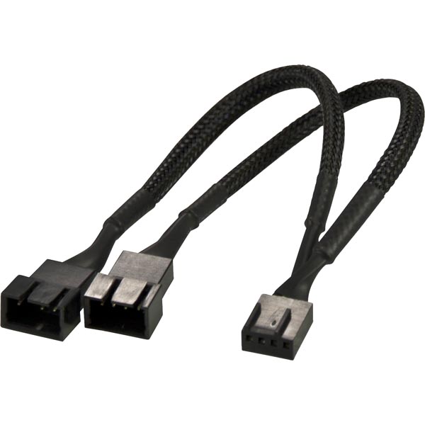 Akasa 4-pin jakokaapeli 2xPWM tuulettimelle, 0.1m, musta Akasa 4-pin jakokaapeli 2xPWM tuulettimelle, 0.1m, musta